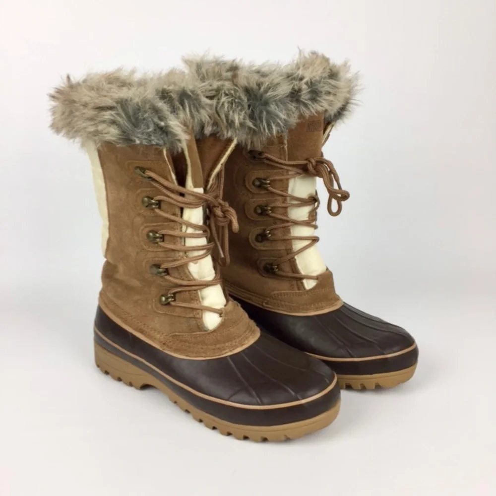Khombu Nordic 2 Brown Waterproof Lace Up Winter Boots 9